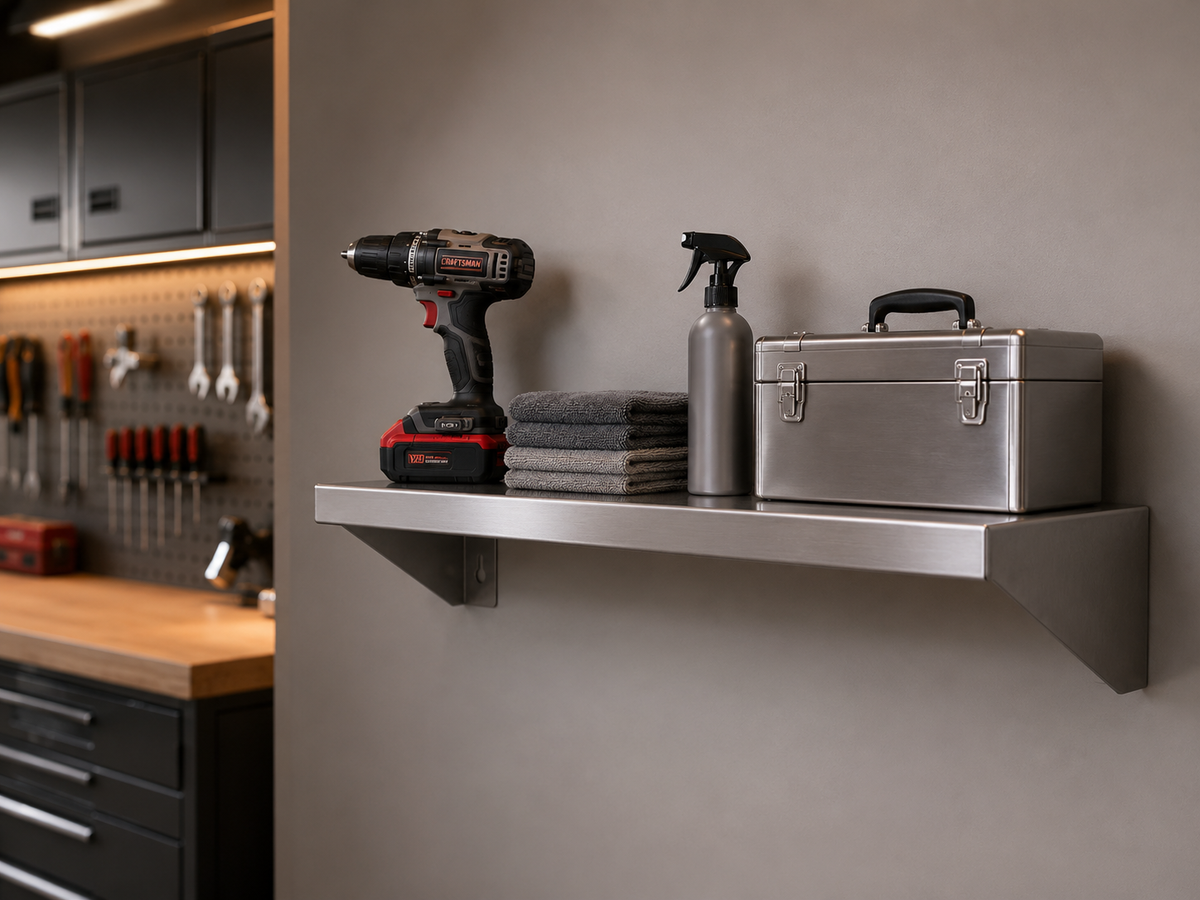 17" x 10" Stainless Steel Wall Shelf (16" Stud Spacing)
