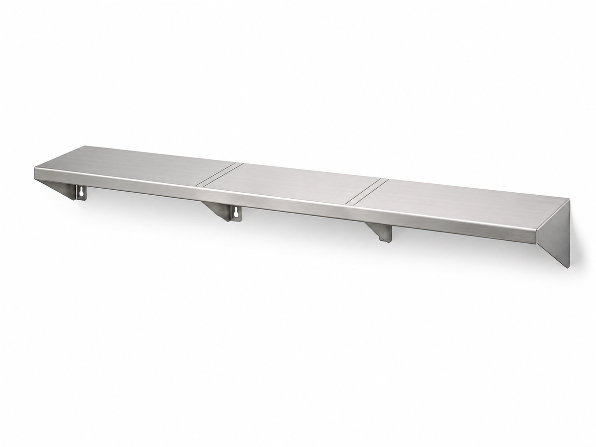 61" x 10" Stainless Steel Wall Shelf (12" Stud Spacing)