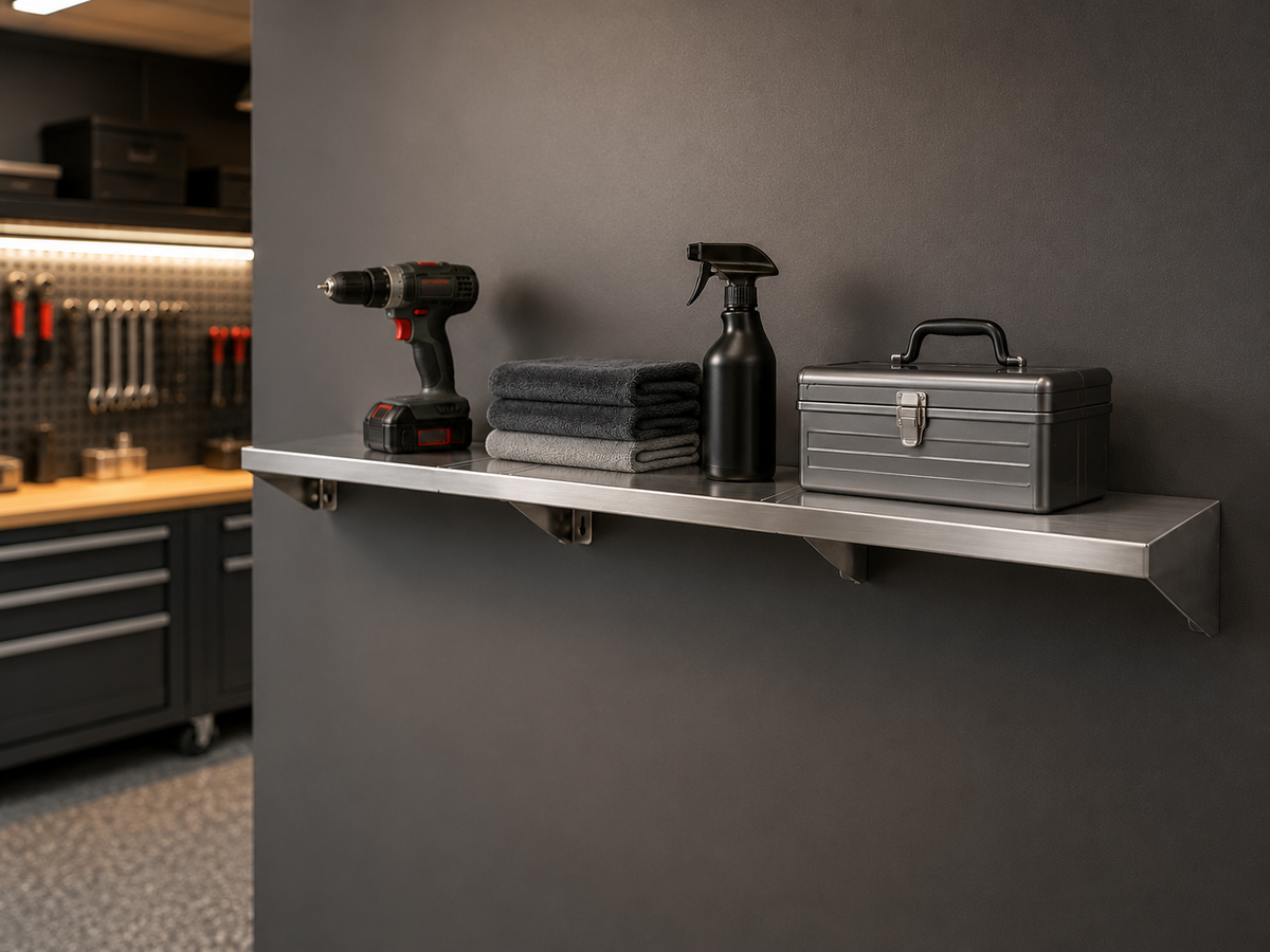 61" x 10" Stainless Steel Wall Shelf (12" Stud Spacing)