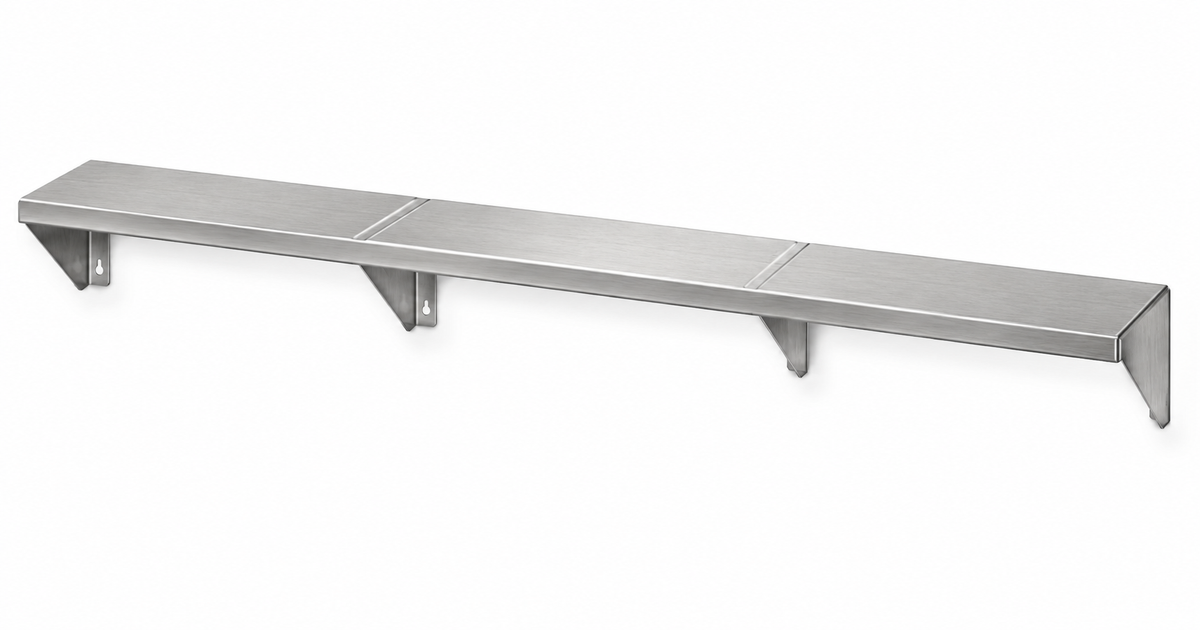 65" x 7" Stainless Steel Wall Shelf (16" Stud Spacing)