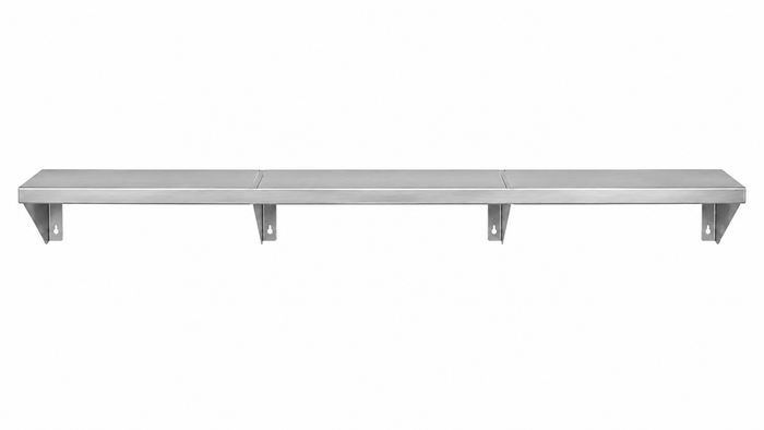 65" x 7" Stainless Steel Wall Shelf (16" Stud Spacing)