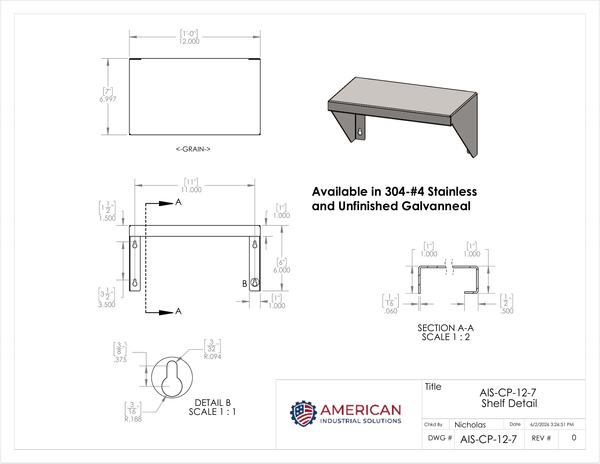 12" x 7" Steel Cell Phone Shelf