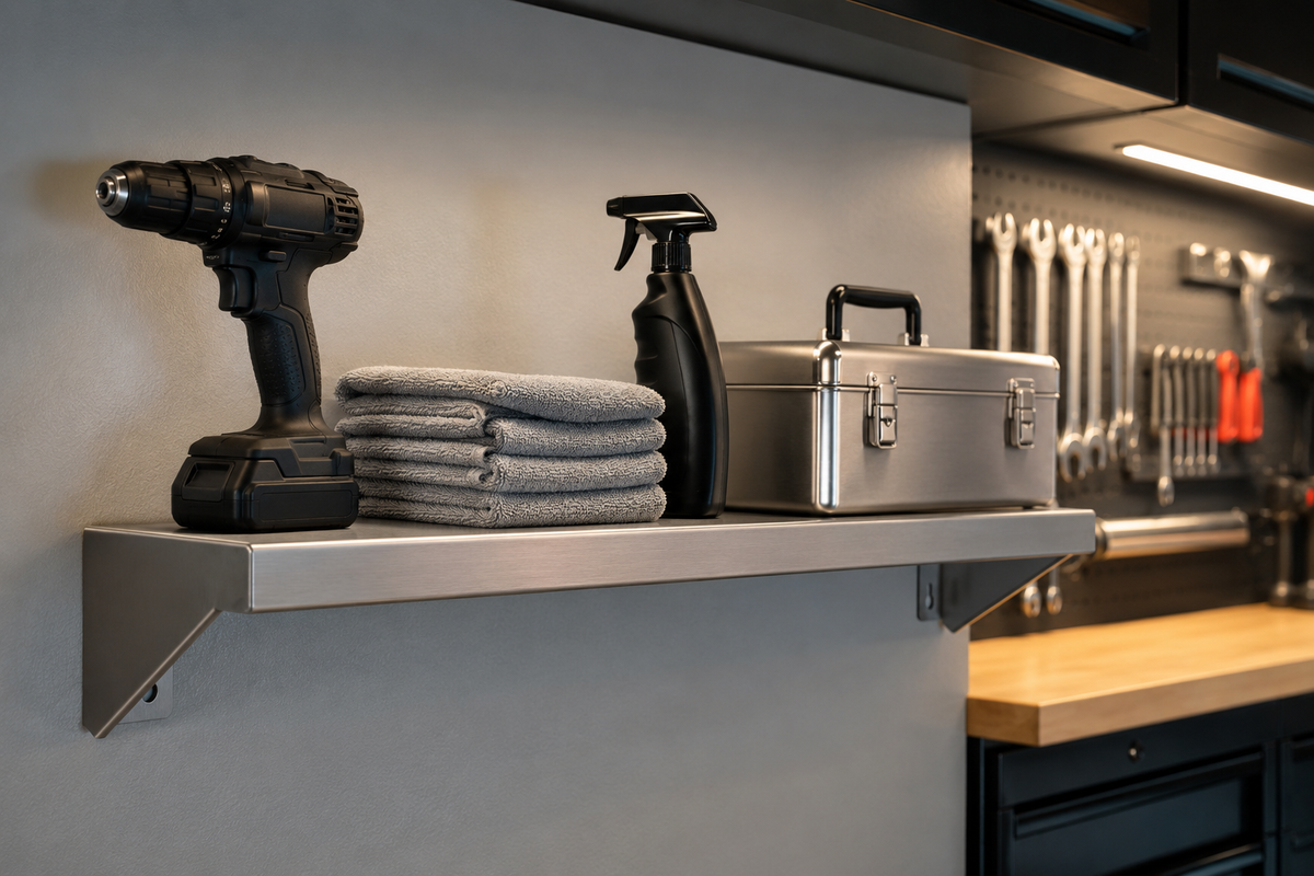 25" x 10" Stainless Steel Wall Shelf (12" Stud Spacing)