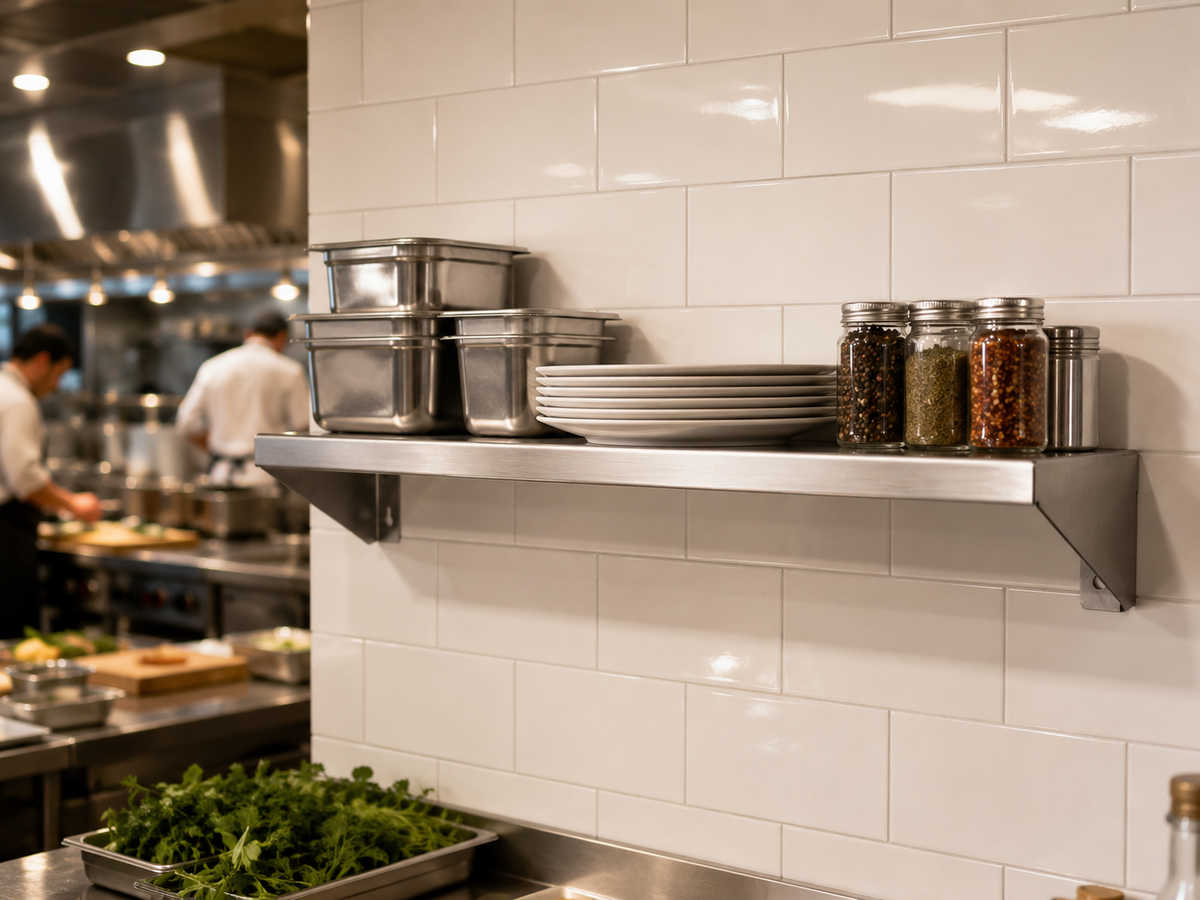 33" x 10" Stainless Steel Wall Shelf (16" Stud Spacing)