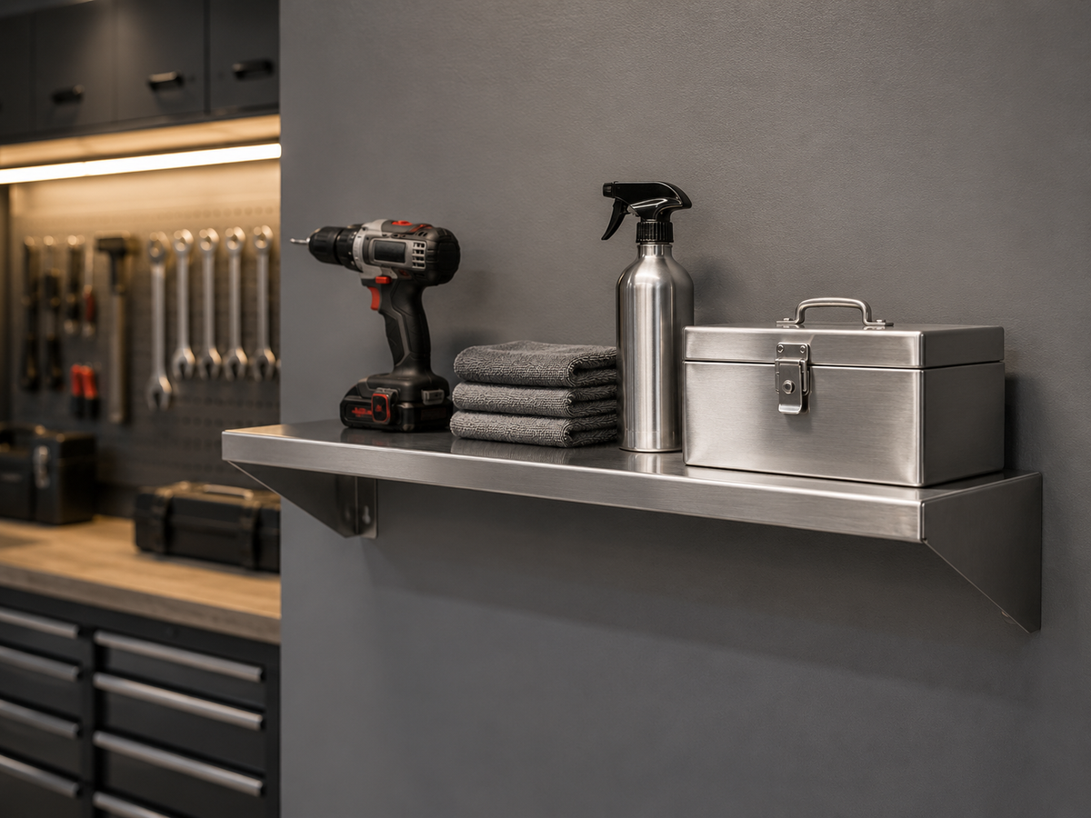 33" x 10" Stainless Steel Wall Shelf (16" Stud Spacing)