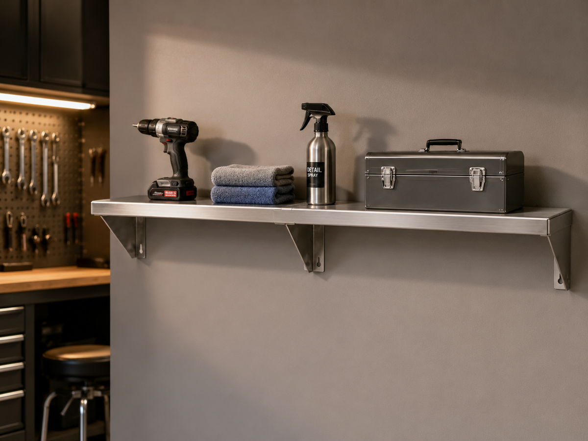 49" x 7" Stainless Steel Wall Shelf (12" or 16" Stud Spacing)