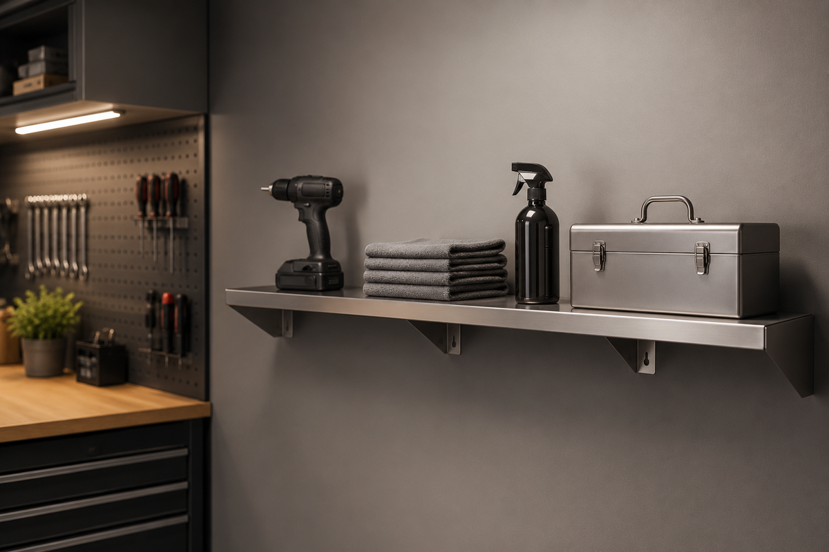 65" x 10" Stainless Steel Wall Shelf (16" Stud Spacing)